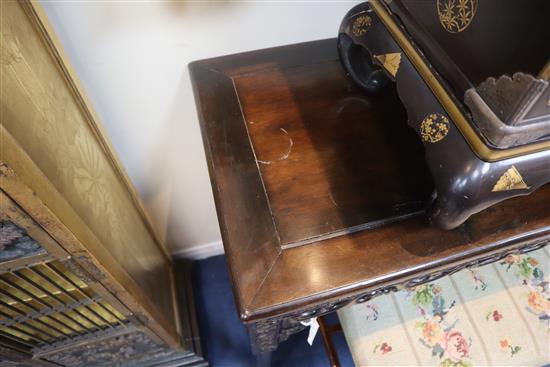 A 19th century Chinese hongmu small altar table, H. 78cm, W. 98cm, D. 45cm